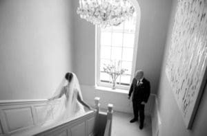 Bride and Father on Stairs