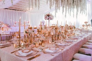 Pink & Gold Wedding dining theme
