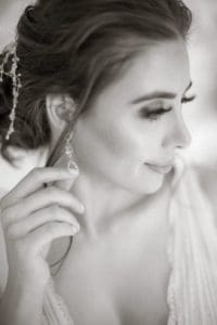 Bride appearing to think about the future