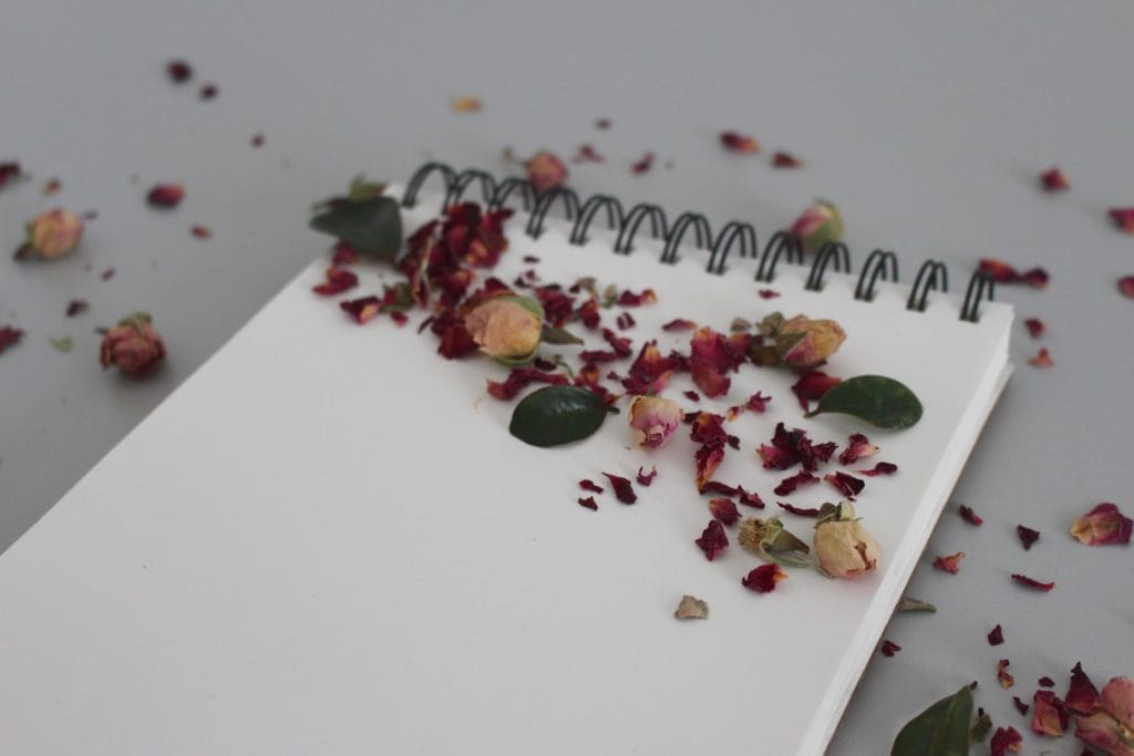 notepad with flowers
