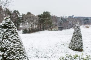 Delamere Manor Garden with snow