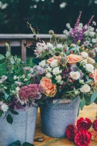 Wedding Flowers outdoor in a plant pot