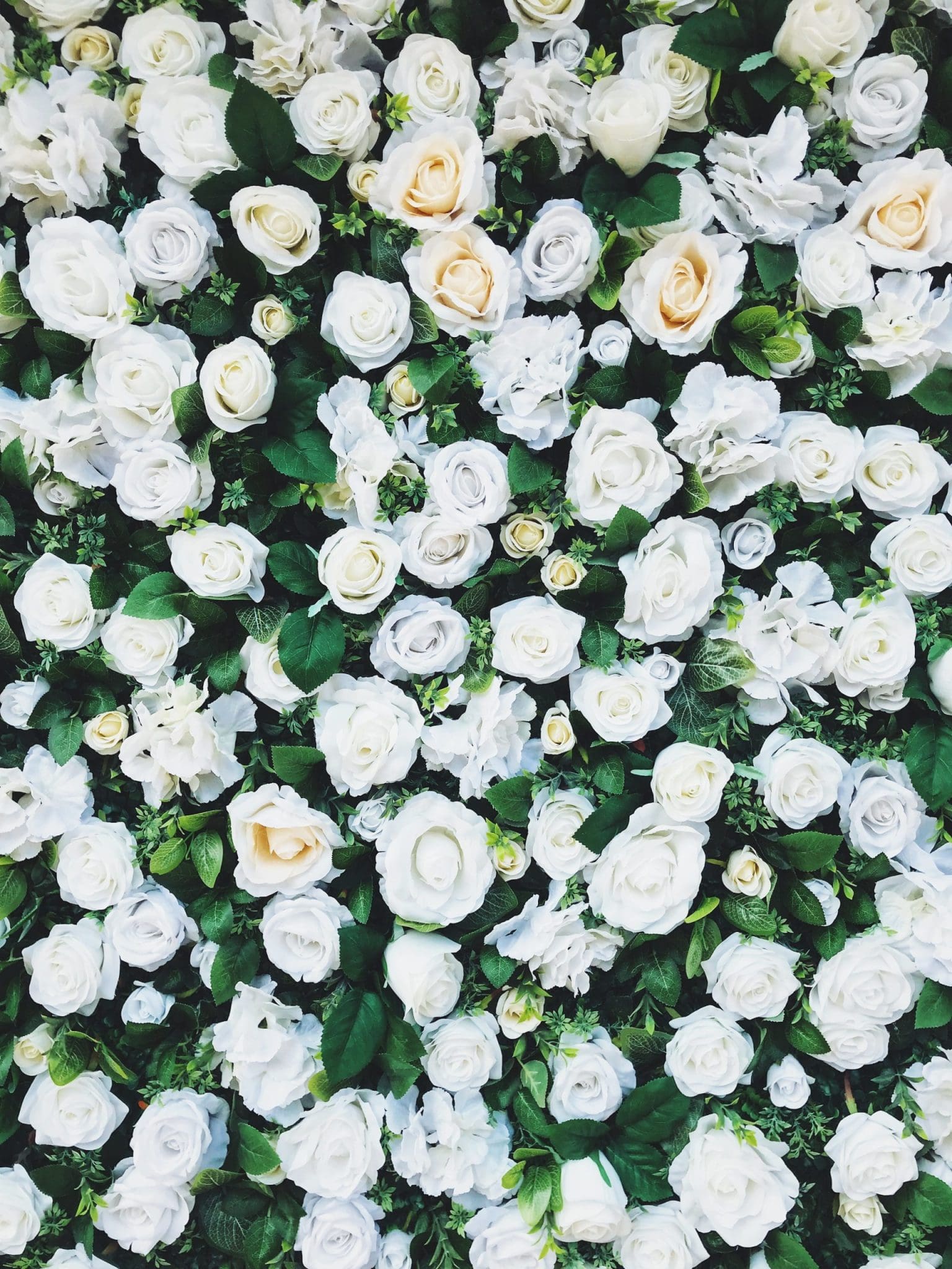 Wall of wedding flowers