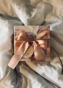 Wedding gift, box with a gold bow