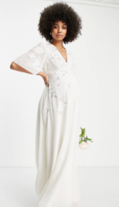 Hope & Ivy Maternity Bridal Embroidered Plunge Maxi Dress from Asos