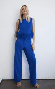 Feather Trim Shell Top and Matching Trousers from Warehouse