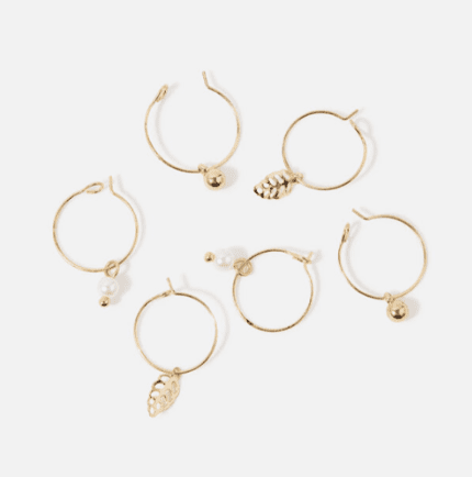 Pearl Leaf Hoops Set (Of Three) from Accessorize