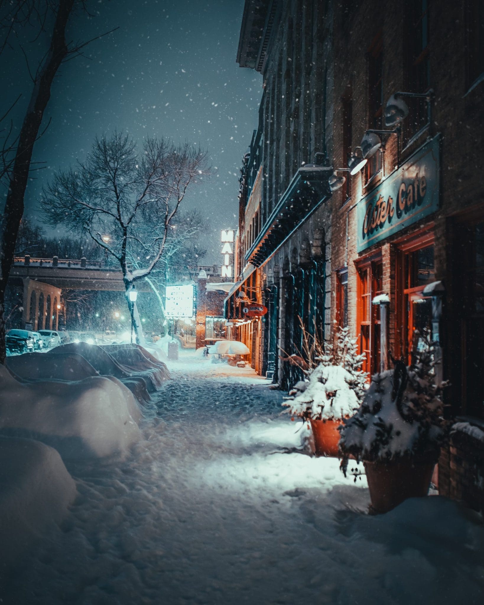 Snow street at Christmas