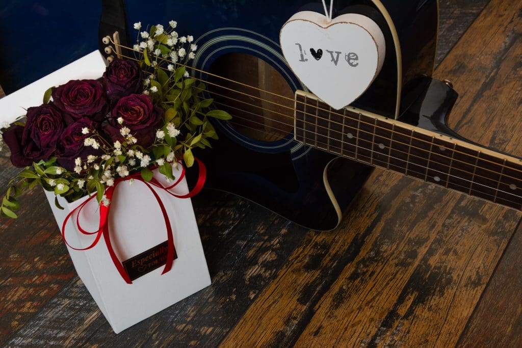Valentine's love flower bag and guitar