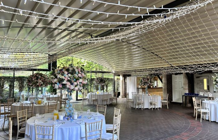 Delamere Manor Courtyard decorated for a Christening Party